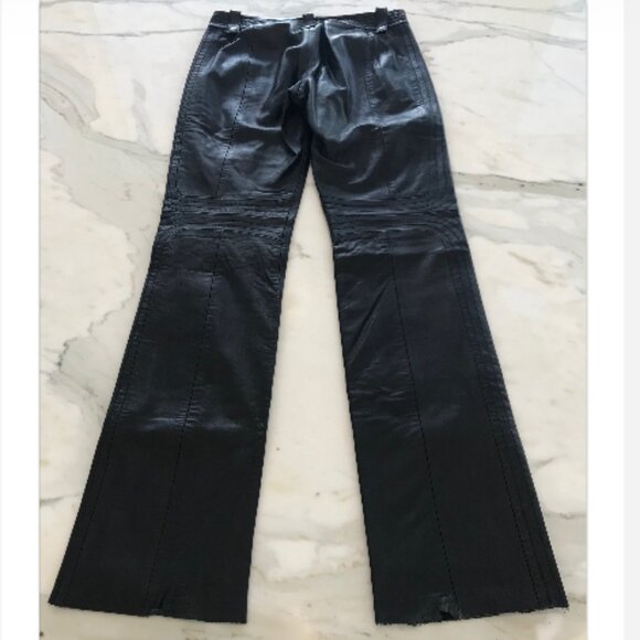 DKNY BLACK LEATHER BIKER STITCHING PANTS SIZE US 6 - Picture 7 of 16